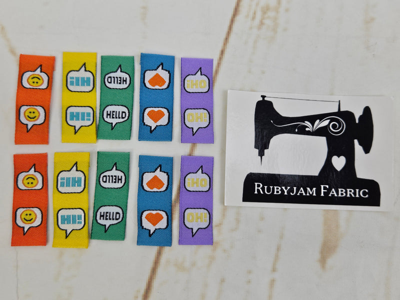 Multicoloured Speech Bubble Woven Clothing Labels - Pack of 10