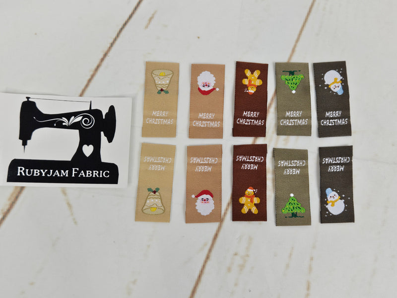Christmas Woven Clothing Labels - Pack of 10