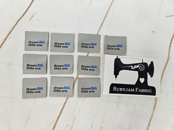 "Dream BIG Little One" Blue Clothing Labels - Pack of 10