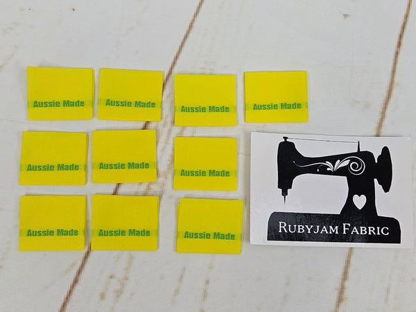 "Aussie Made" Green/Gold Clothing Labels - Pack of 10