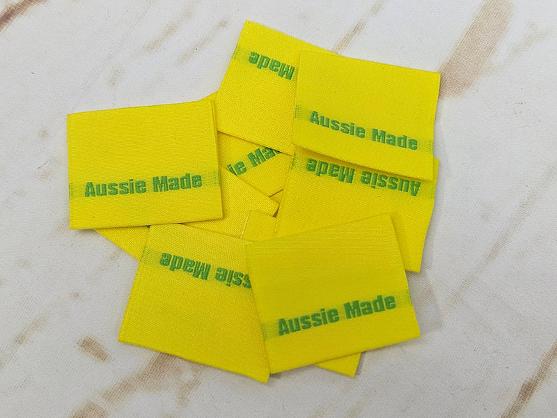 "Aussie Made" Green/Gold Clothing Labels - Pack of 10
