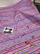 Pink Purple Faux Glitter Stripes - cotton lycra - 150cm wide