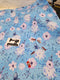 Purple Floral on Blue - cotton lycra - 150cm wide