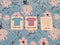 Purple Floral on Blue - cotton lycra - 150cm wide