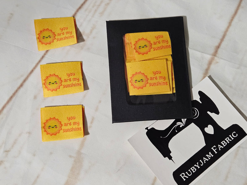 Kawaii Sun "You Are My Sunshine" Woven Clothing Labels - Pack of 10