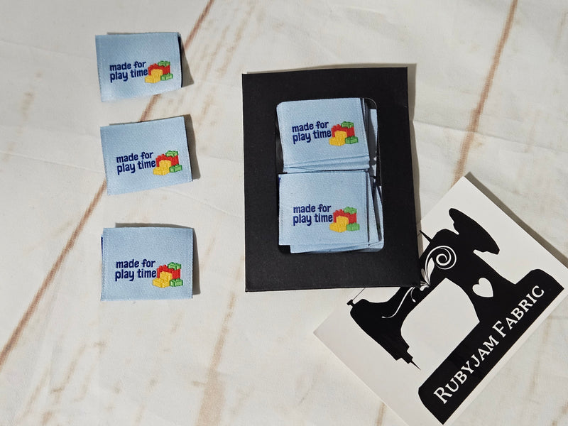 "Made for Play Time" Building Blocks Bricks, Woven Clothing Labels - Pack of 10