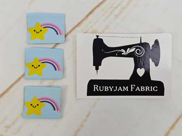 Kawaii Star Rainbow Woven Clothing Labels - Pack of 10