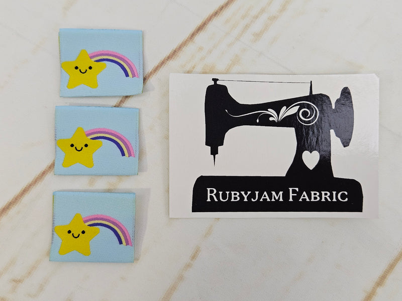 Kawaii Star Rainbow Woven Clothing Labels - Pack of 10