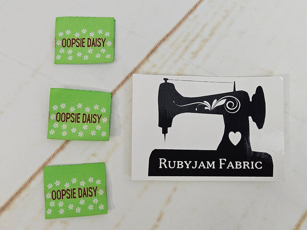 Oopsie Daisy (Green) Woven Clothing Labels - Pack of 10