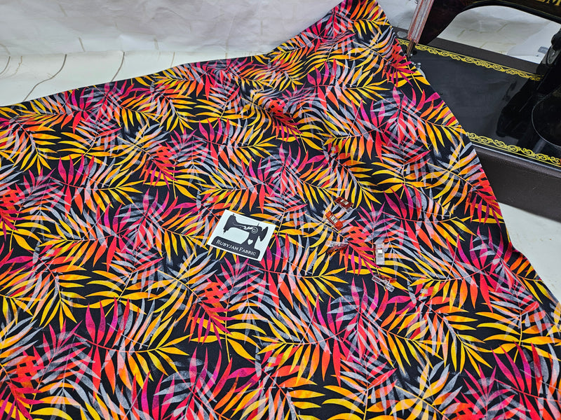 Autumn Leaves - cotton lycra - 150cm wide - clearance