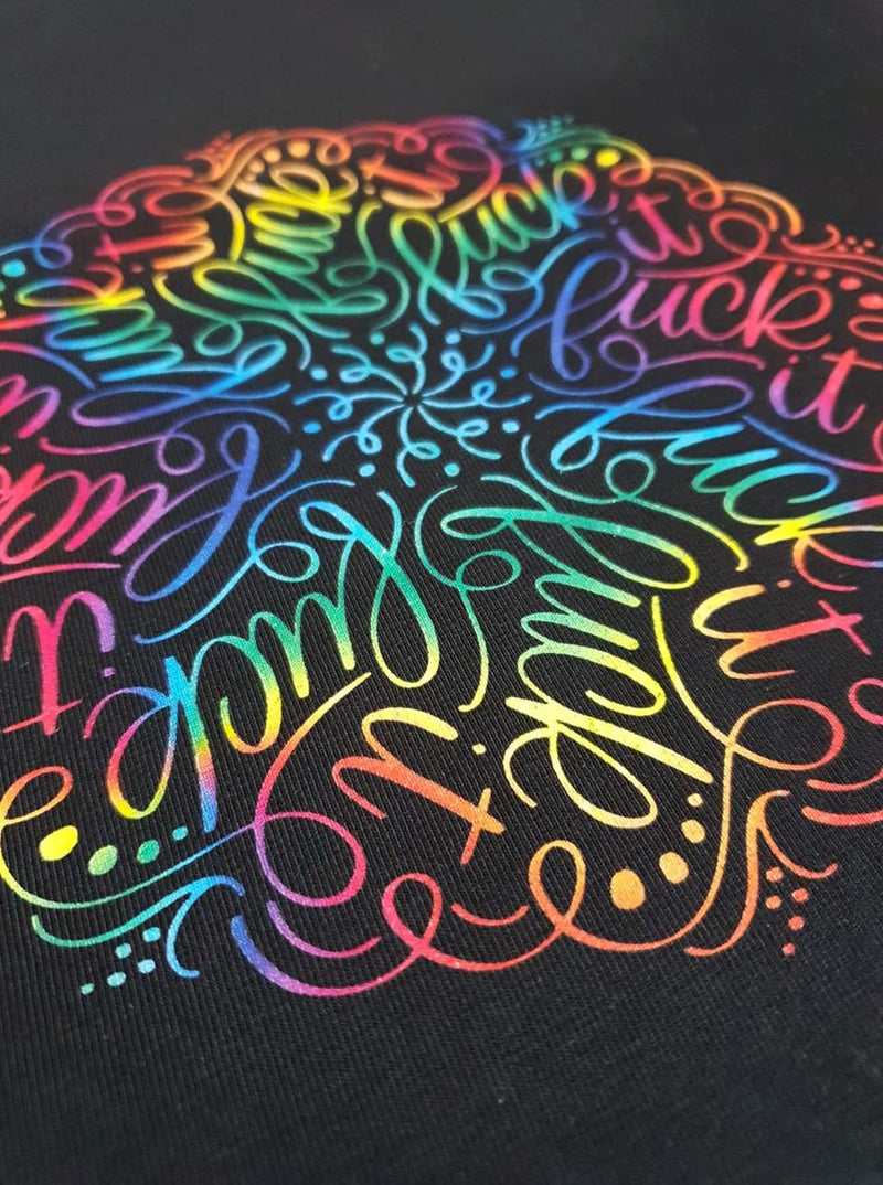 Rainbow F**k It Mandala - BLACK - Panels On Demand