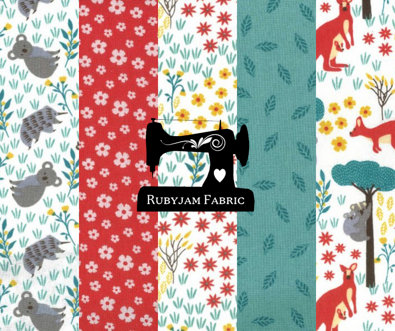 100% cotton fat quarter bundle featuring beautifully curated images of Australian animals and flora