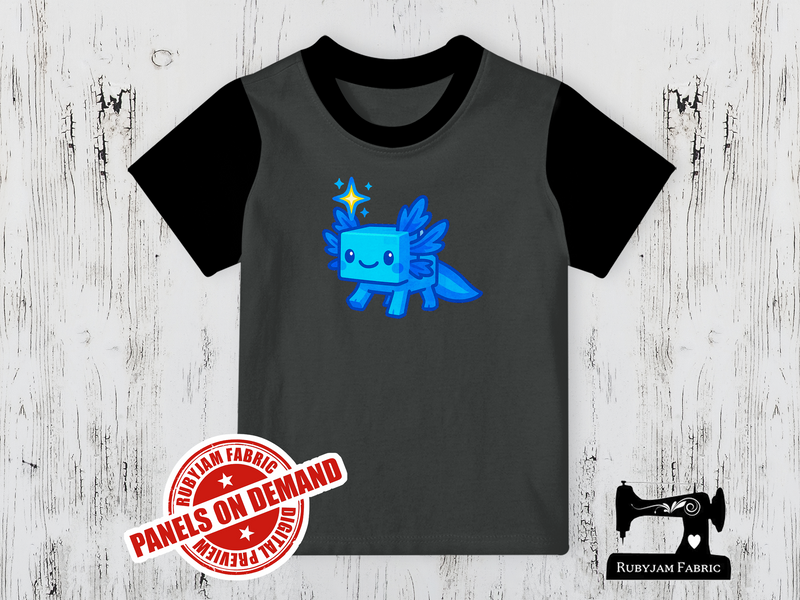 Axolotl Gamer Blue - CHARCOAL GREY - Panels On Demand