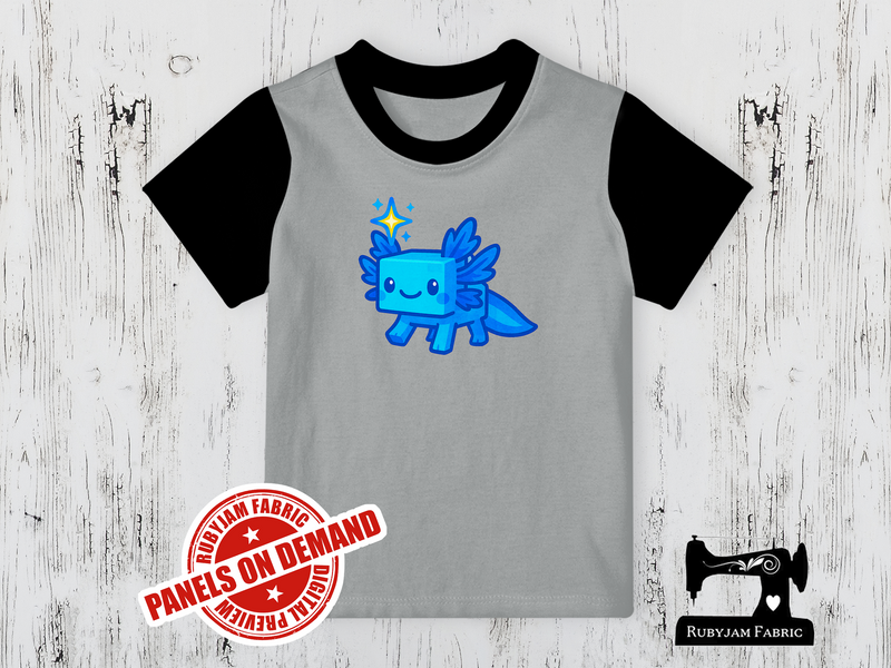 Axolotl Gamer Blue - HEATHER GREY - Panels On Demand