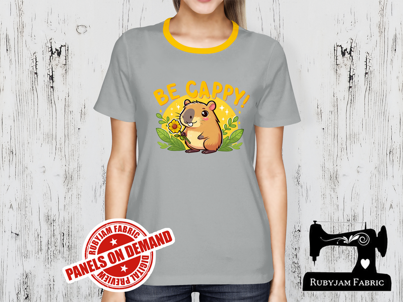 Be Cappy Capybara - HEATHER GREY - Panels On Demand