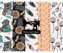 100% cotton fat quarter bundle featuring beautifully curated images of bears and plants.