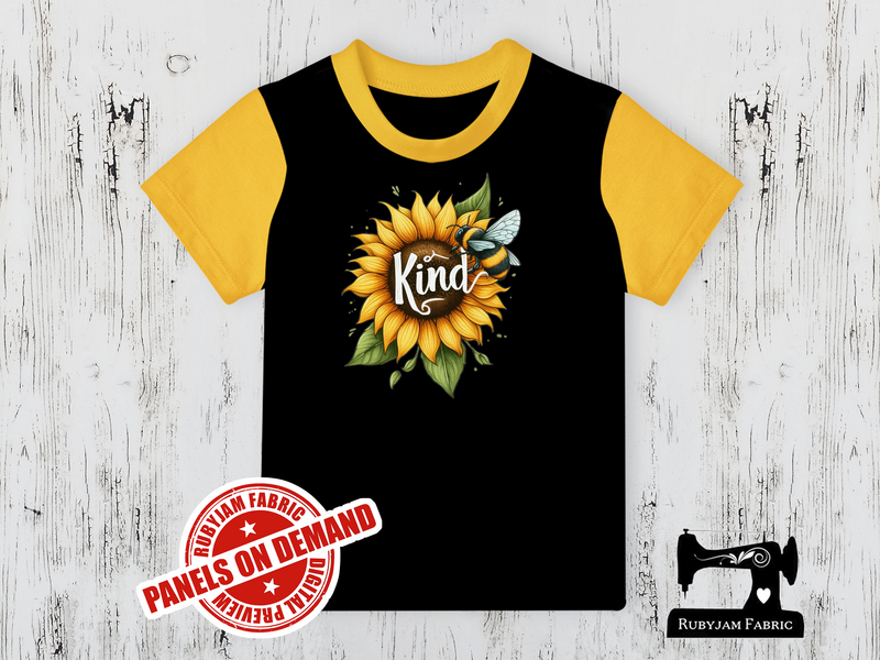 Bee Kind Sunflower - BLACK - Panels On Demand