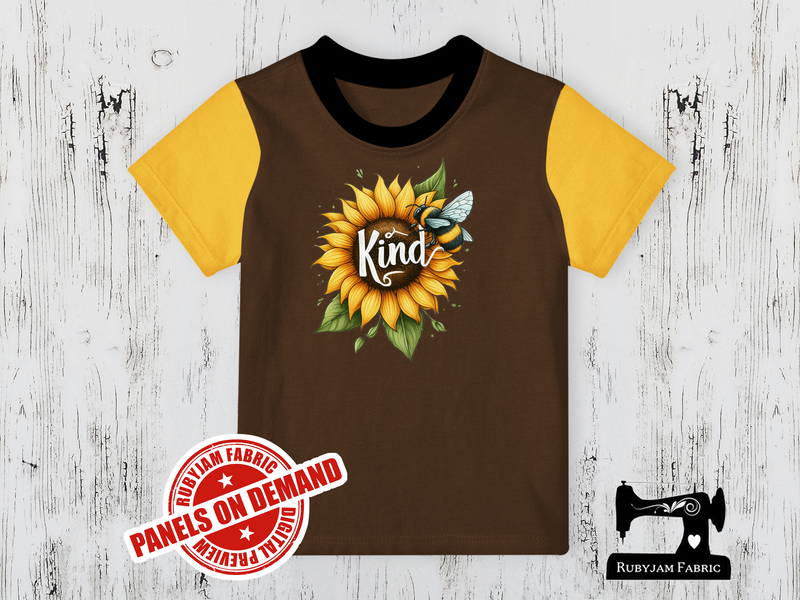 Bee Kind Sunflower - BROWN - Panels On Demand
