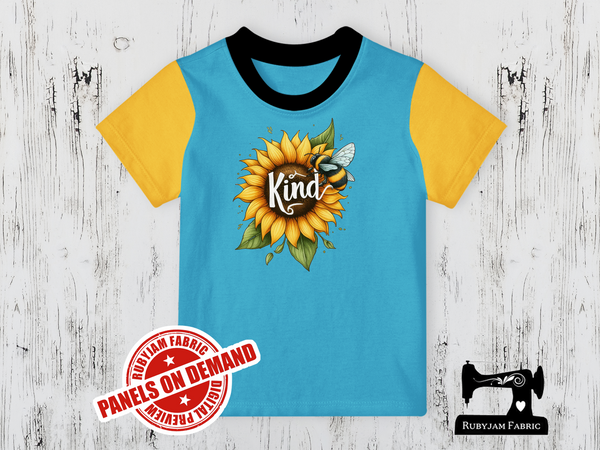 Bee Kind Sunflower - LIGHT BLUE - Panels On Demand
