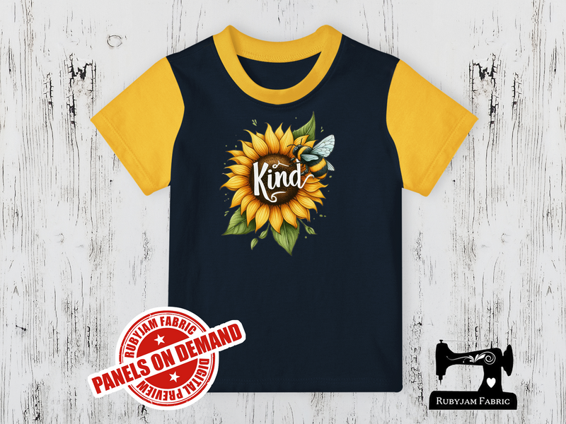 Bee Kind Sunflower - NAVY BLUE - Panels On Demand