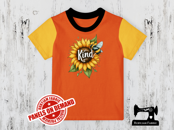 Bee Kind Sunflower - ORANGE - Panels On Demand