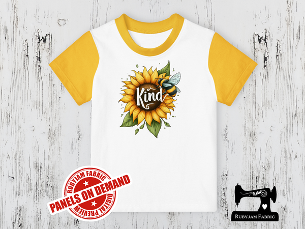 Bee Kind Sunflower - WHITE - Panels On Demand