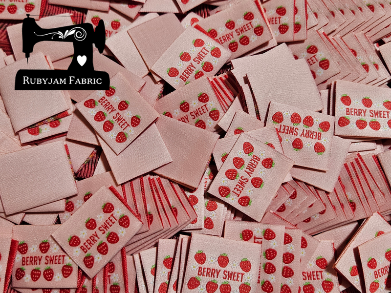 "Berry Sweet" Strawberries Woven Clothing Labels - Pack of 10
