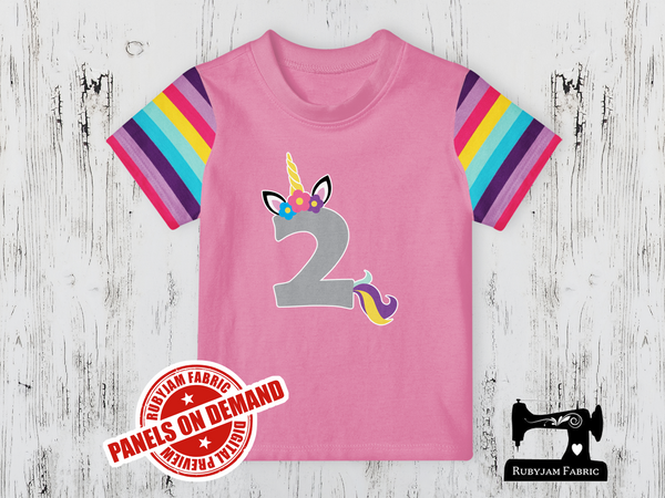 Number 2 Unicorn - LIGHT PINK  - Panels On Demand