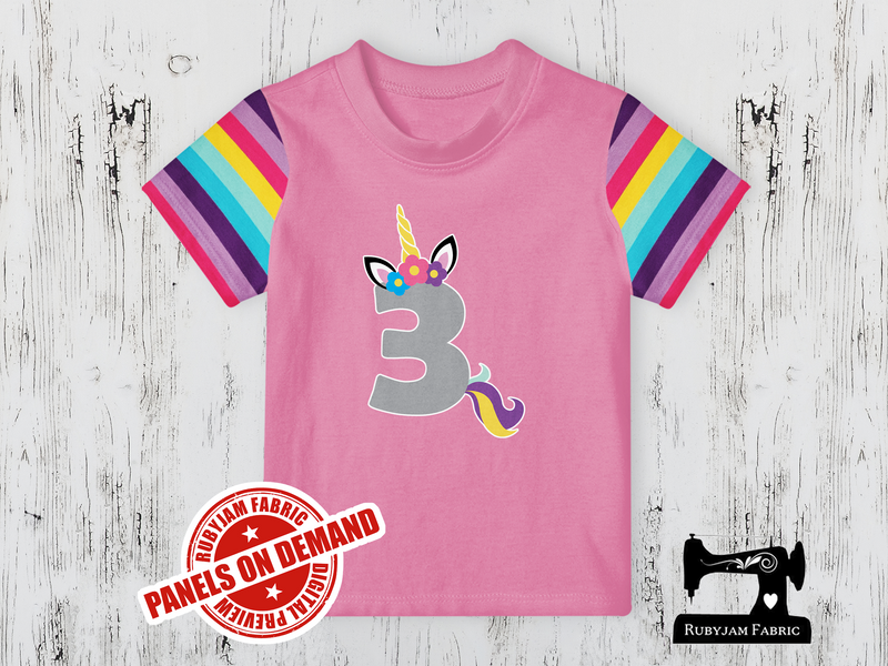 Number 3 Unicorn - LIGHT PINK  - Panels On Demand