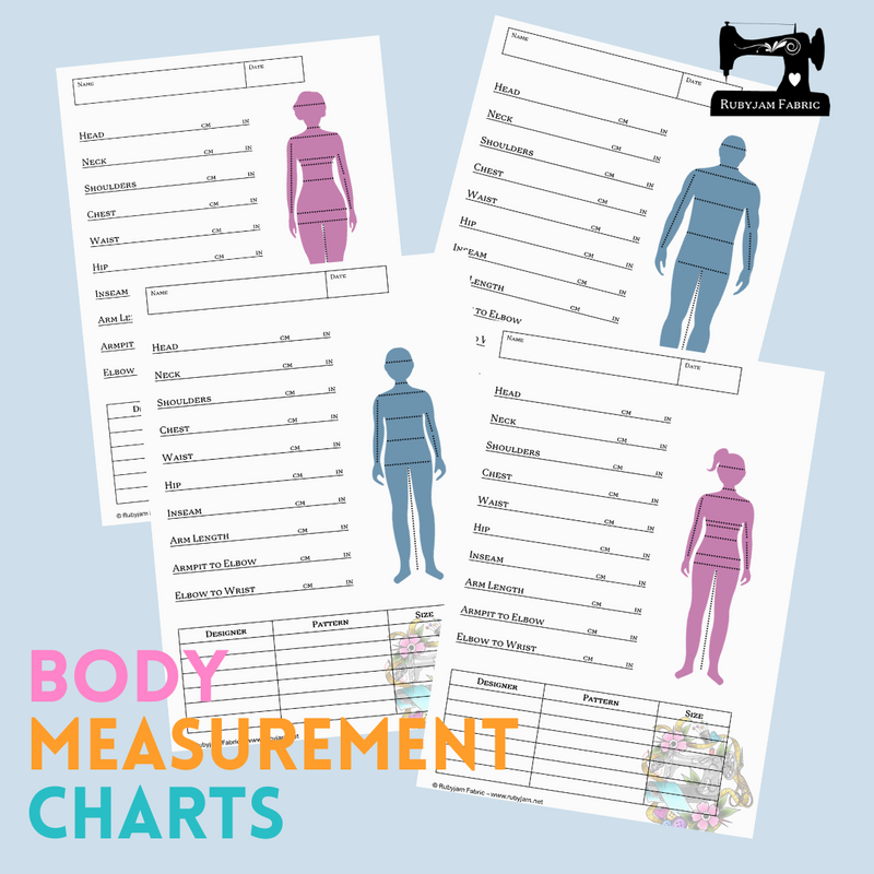 Rubyjam Fabric - Body Measurement Chart - Girls