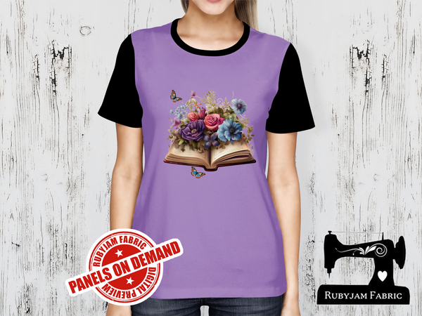 Book with Flowers Butterfly - LIGHT PURPLE - Panels On Demand