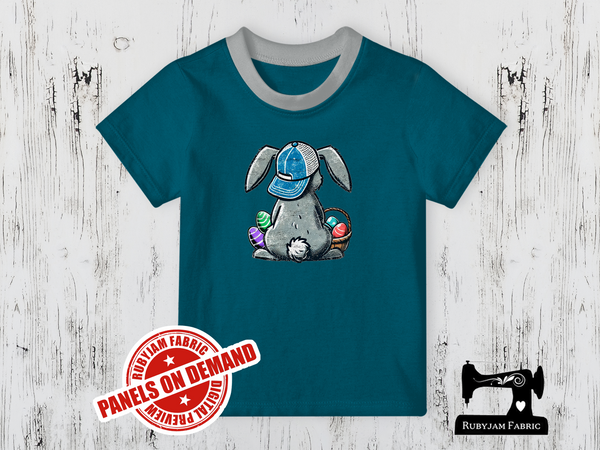 Easter Bunny Back - TEAL BLUE - Panels On Demand