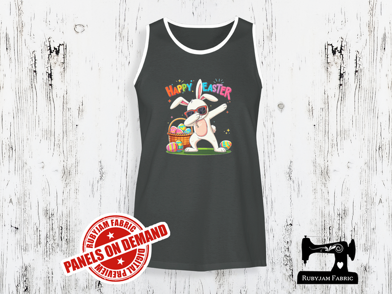 Dabbing Easter Bunny - Happy Easter - CHARCOAL GREY - Panels On Demand