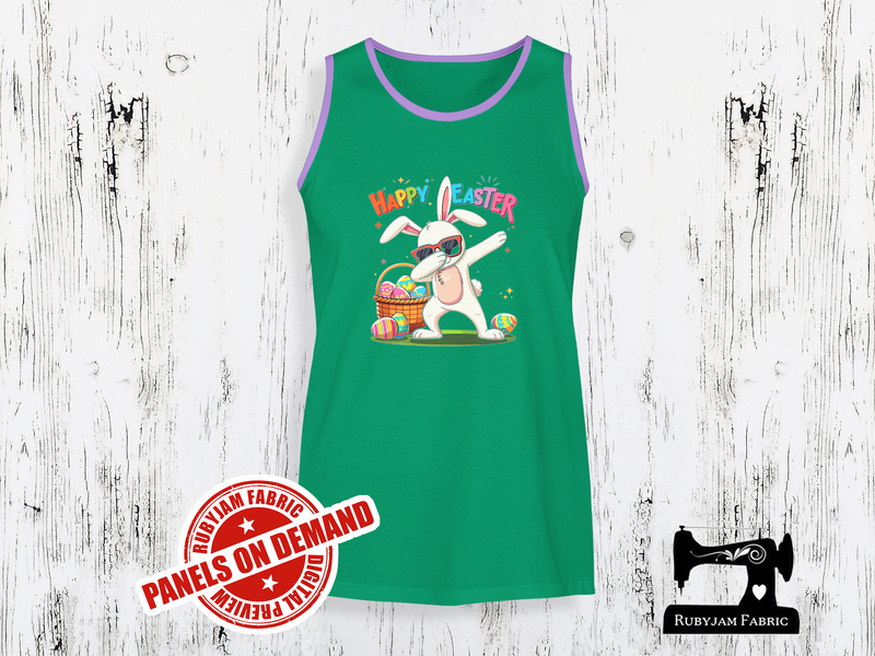 Dabbing Easter Bunny - Happy Easter  -   GREEN - Panels On Demand