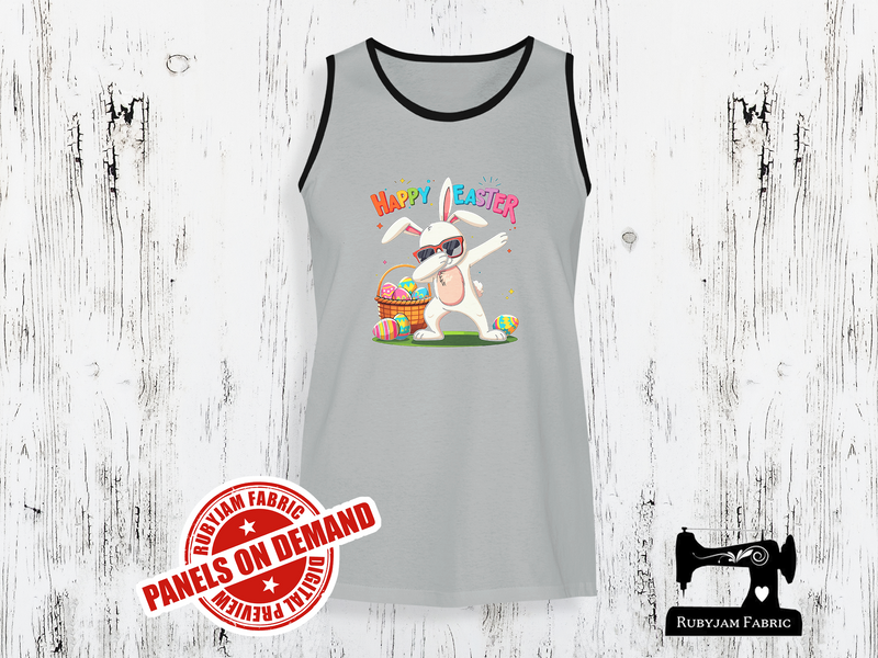 Dabbing Easter Bunny - Happy Easter - HEATHER GREY - Panels On Demand