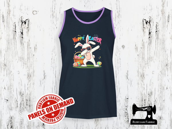 Dabbing Easter Bunny - Happy Easter - NAVY BLUE - Panels On Demand