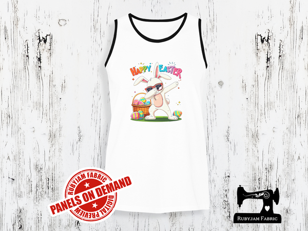 Dabbing Easter Bunny - Happy Easter  -   WHITE - Panels On Demand
