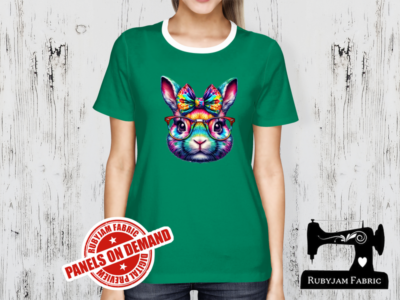 Rainbow Bunny Head - GREEN - Panels On Demand