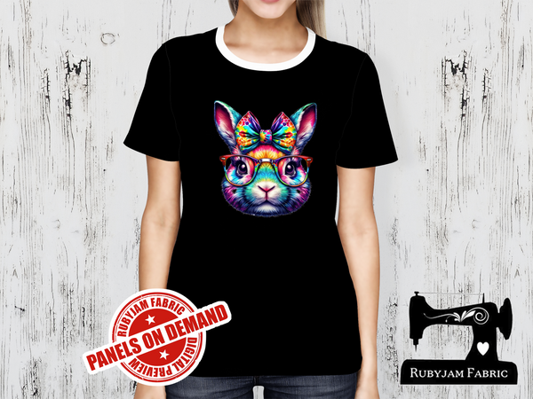 Rainbow Bunny Head - BLACK - Panels On Demand