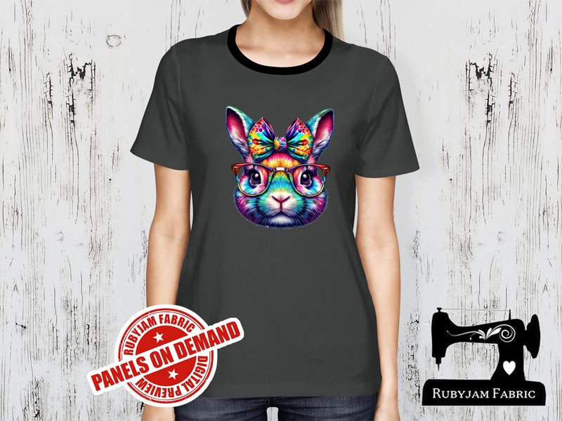 Rainbow Bunny Head - CHARCOAL GREY - Panels On Demand