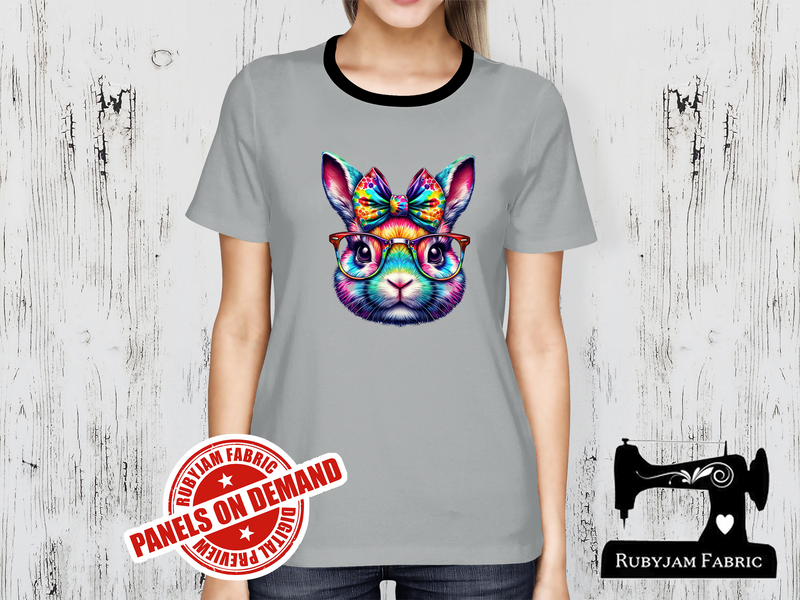 Rainbow Bunny Head - HEATHER GREY - Panels On Demand