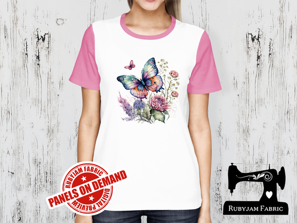 Butterflies and Flowers - WHITE - Panels On Demand