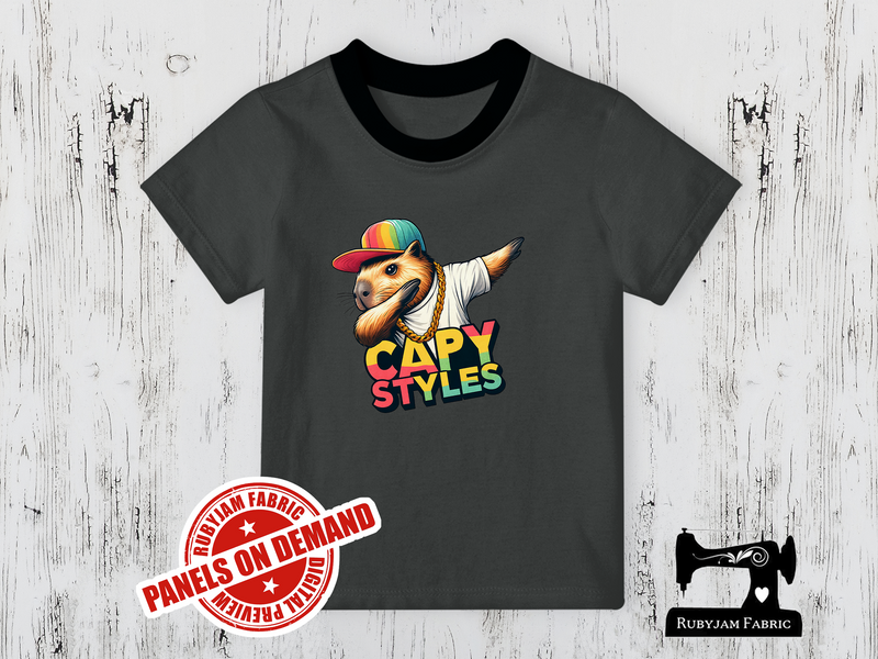 Capy Styles Dabbing Capybara - CHARCOAL - Panels On Demand
