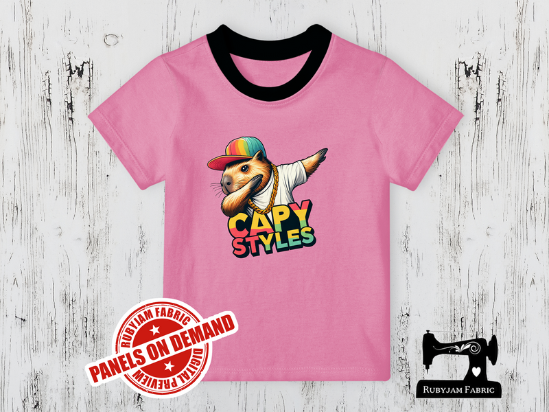 Capy Styles Dabbing Capybara - LIGHT PINK - Panels On Demand