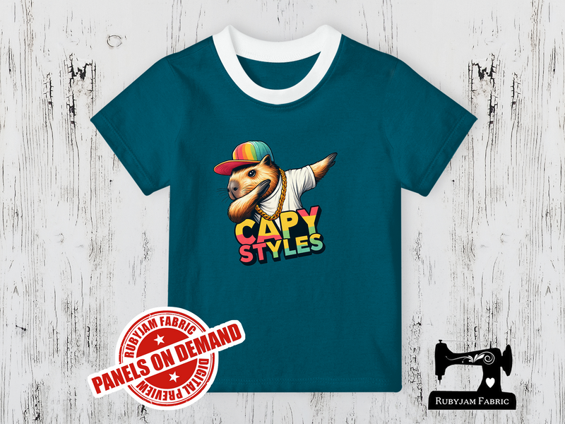 Capy Styles Dabbing Capybara - TEAL - Panels On Demand