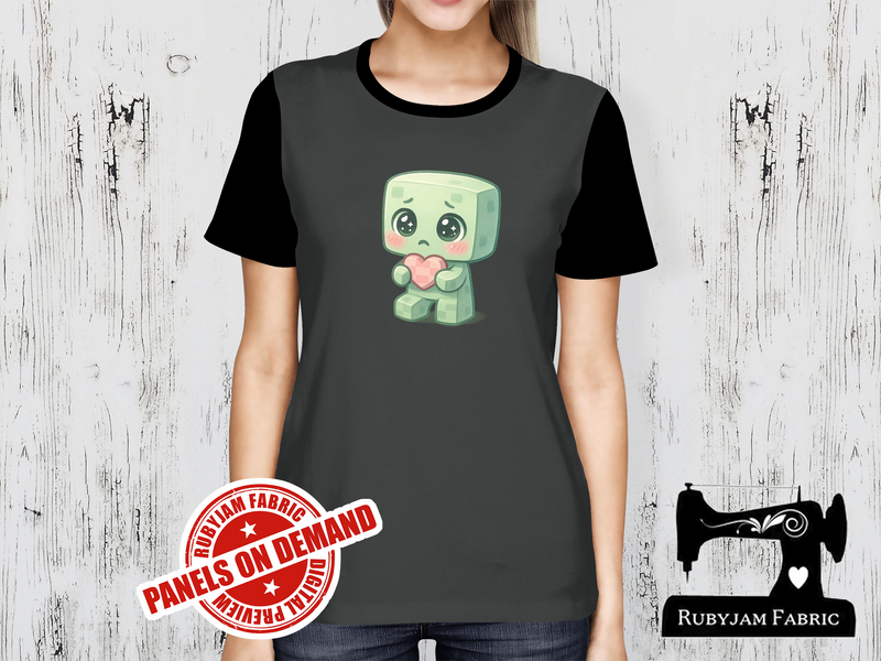 Chibi Creep Love Heart - CHARCOAL GREY - Panels On Demand