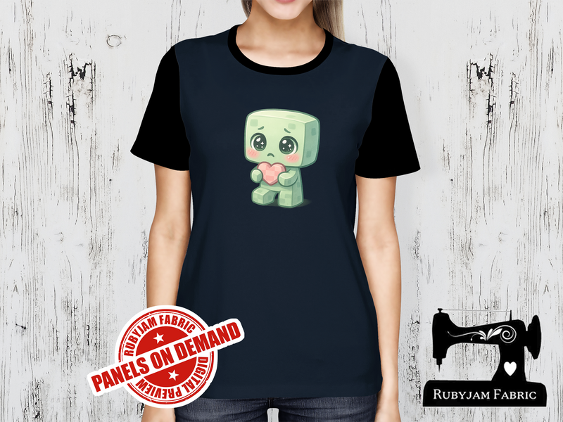 Chibi Creep Love Heart - NAVY BLUE - Panels On Demand