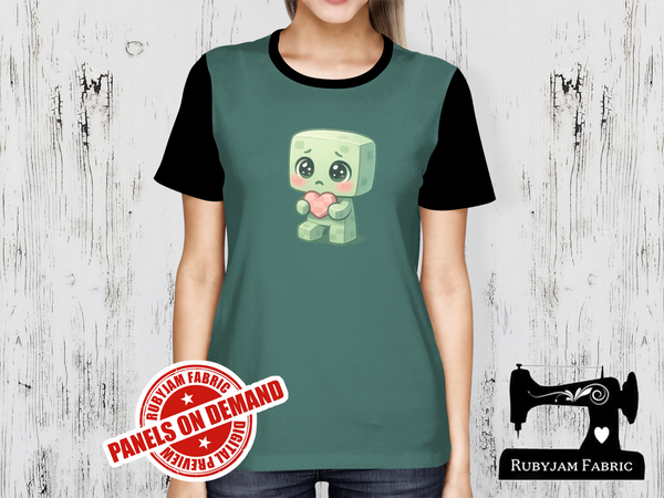 Chibi Creep Love Heart - SAGE GREEN - Panels On Demand