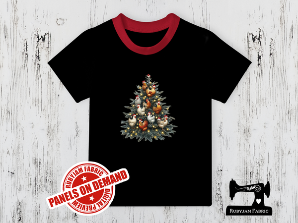 Chicken Christmas Tree - BLACK - Panels On Demand