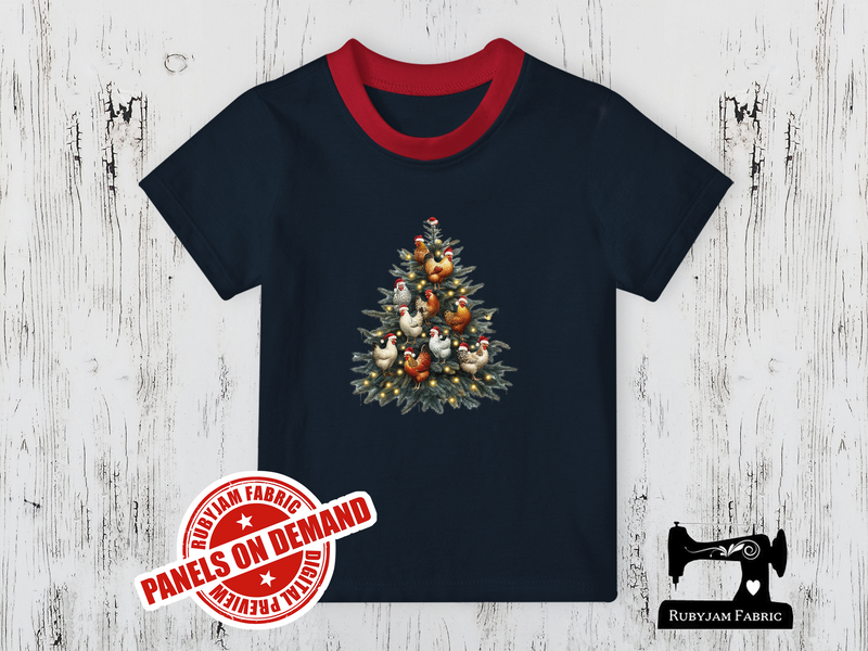Chicken Christmas Tree - NAVY - Panels On Demand